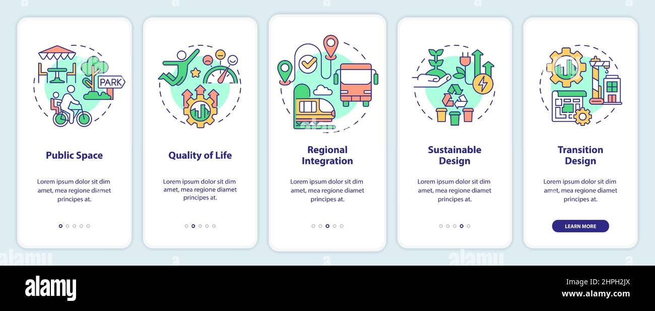 Principles of urban design onboarding mobile app screen Stock Vector ...