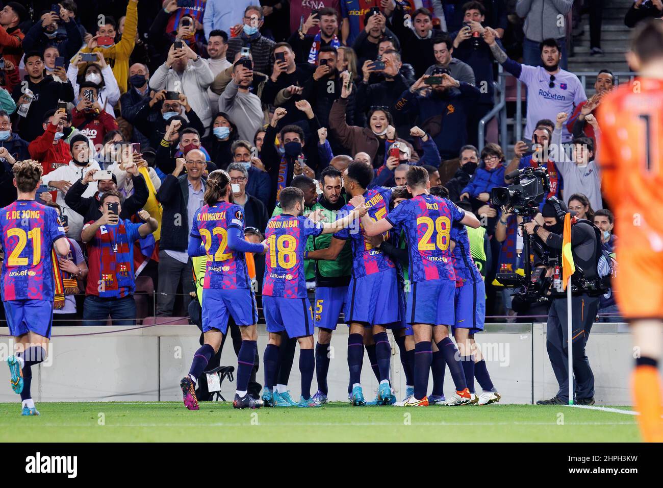 BARCELONA FEB 17 Ferran Torres celebrates after scoring