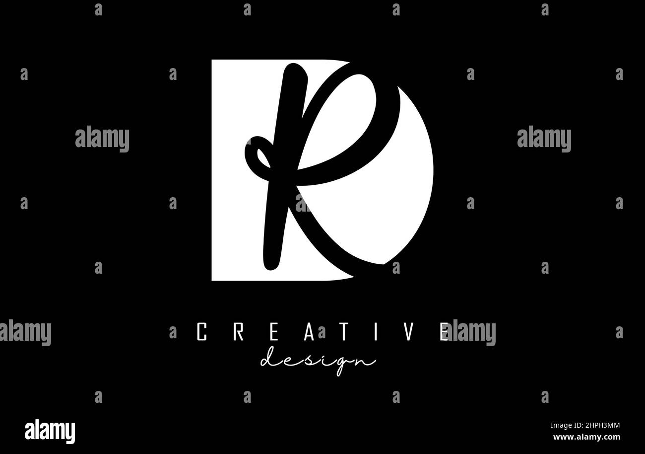 Black and white DR Letters logo with negative space. Letters D and R ...
