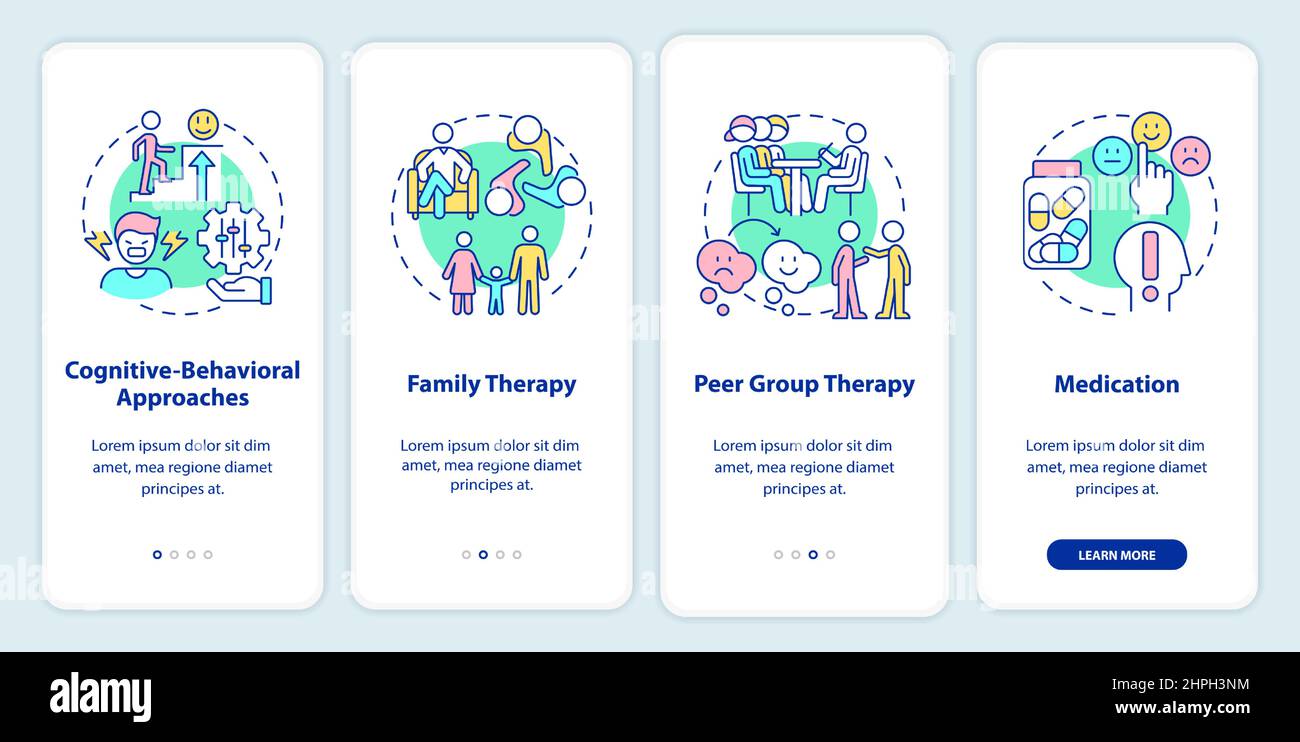 Conduct disorder treatment onboarding mobile app screen Stock Vector ...