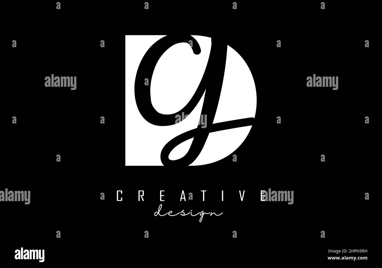Black and white DG Letters logo with negative space. Letters D and G