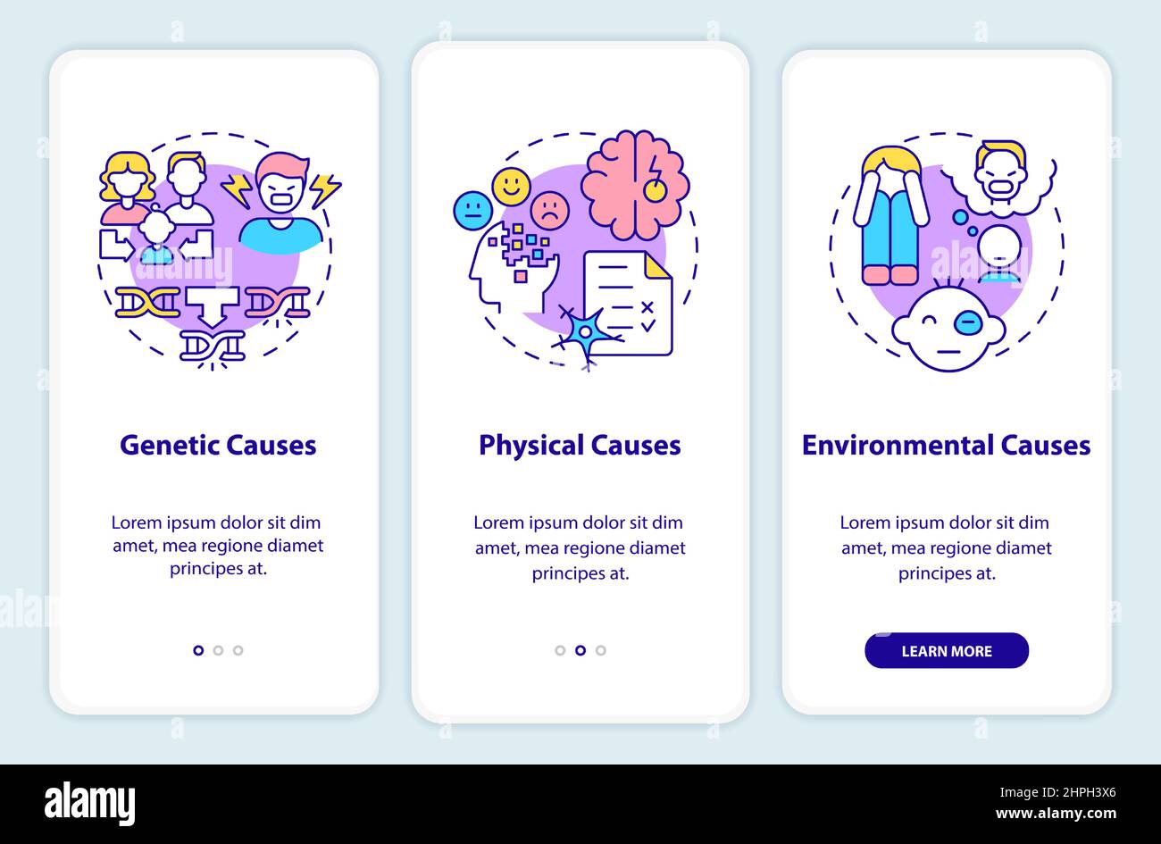 Conduct disorder causes onboarding mobile app screen Stock Vector Image ...
