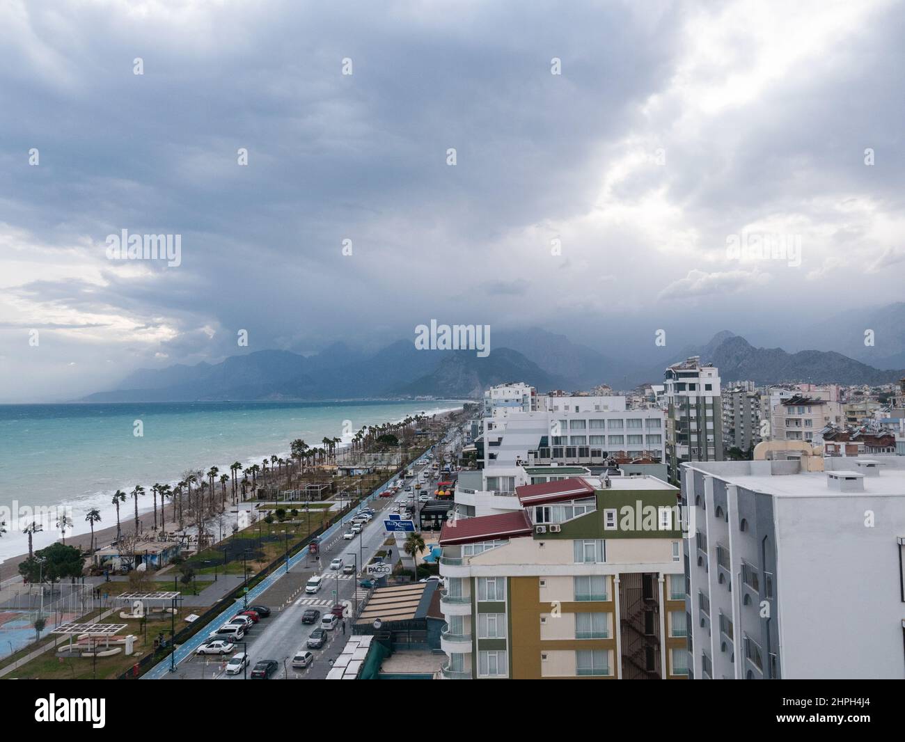 Winter weather conditions at Konyaalti Beach ,Antalya ,Turkey Stock