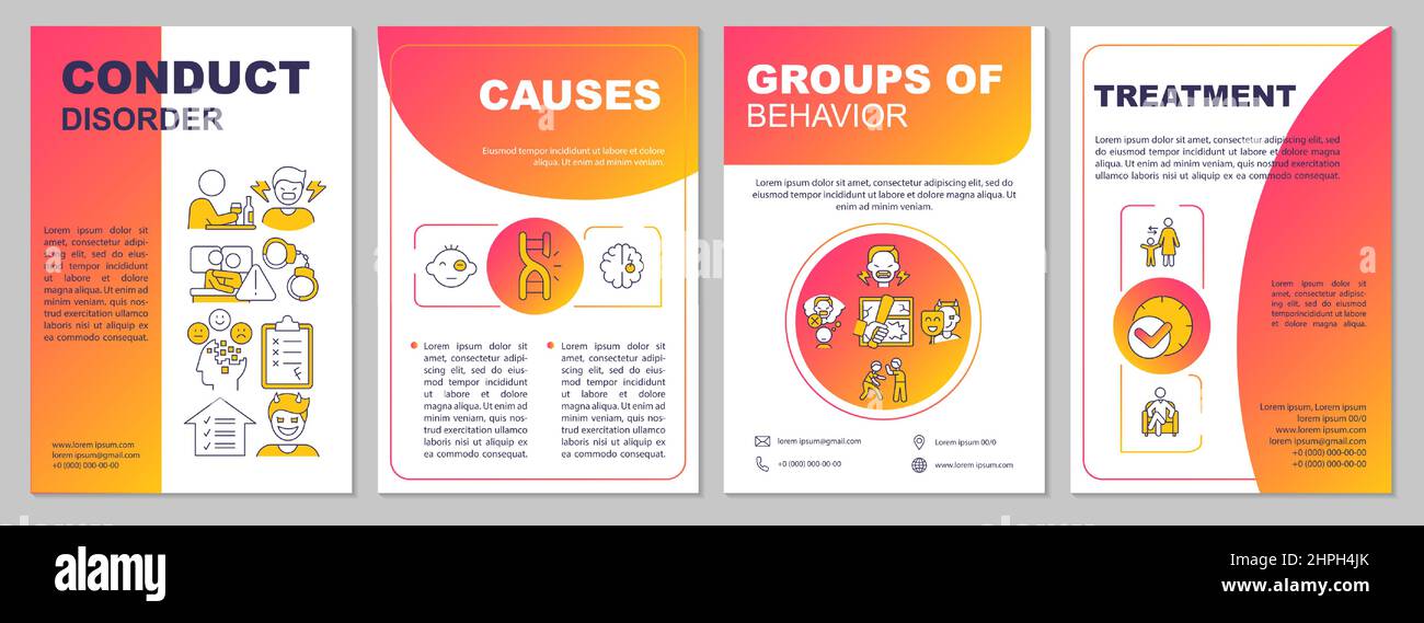 Conduct disorder red gradient brochure template Stock Vector