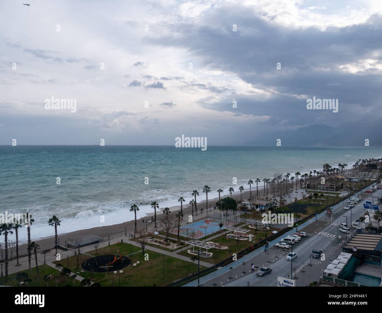 Winter weather conditions at Konyaalti Beach ,Antalya ,Turkey Stock Photo Alamy