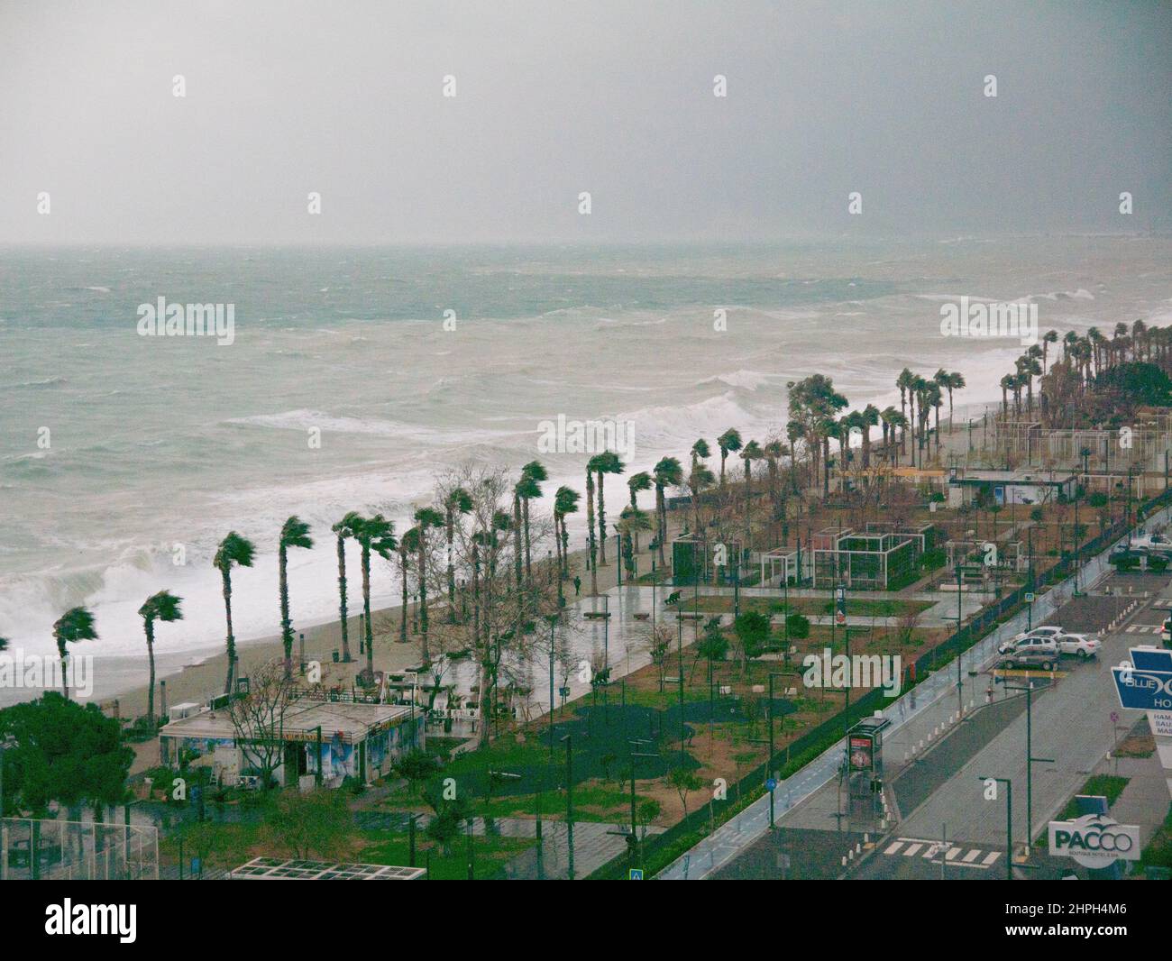Winter weather conditions at Konyaalti Beach ,Antalya ,Turkey Stock