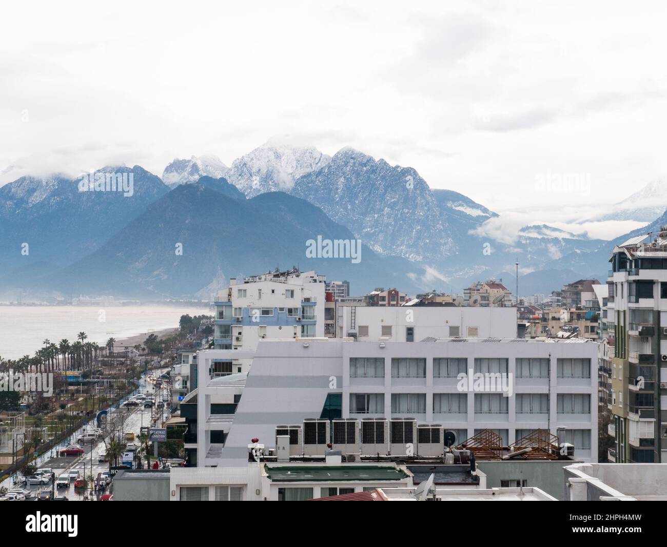 Winter weather conditions at Konyaalti Beach ,Antalya ,Turkey Stock