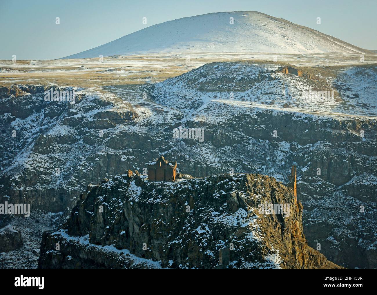 Kars, Istanbul, Turkey. 20th Feb, 2022. Ani Ruins, Ani is a ruined and uninhabited medieval Armenian city-site situated in the Turkish province of Kars, Turkey (Credit Image: © Serkan Senturk/ZUMA Press Wire) Stock Photo