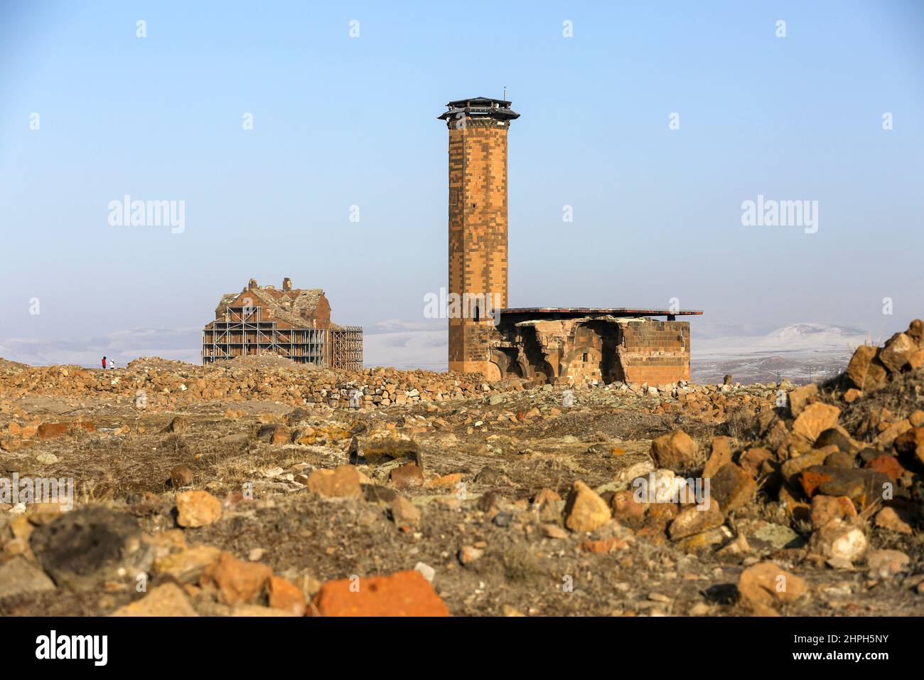 Kars, Istanbul, Turkey. 20th Feb, 2022. Ani Ruins, Ani is a ruined and uninhabited medieval Armenian city-site situated in the Turkish province of Kars, Turkey (Credit Image: © Serkan Senturk/ZUMA Press Wire) Stock Photo