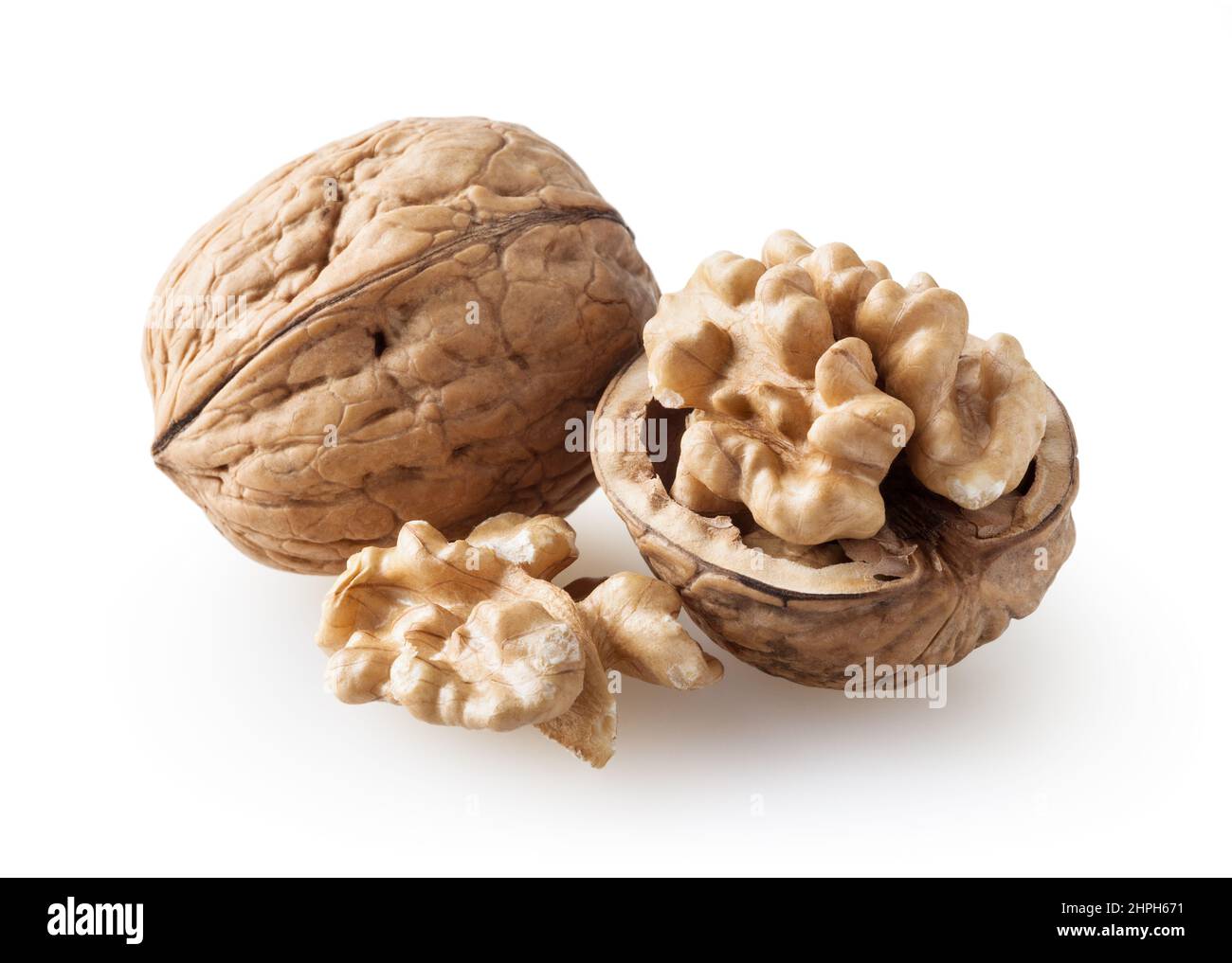 Walnuts isolated on white background with clipping path Stock Photo