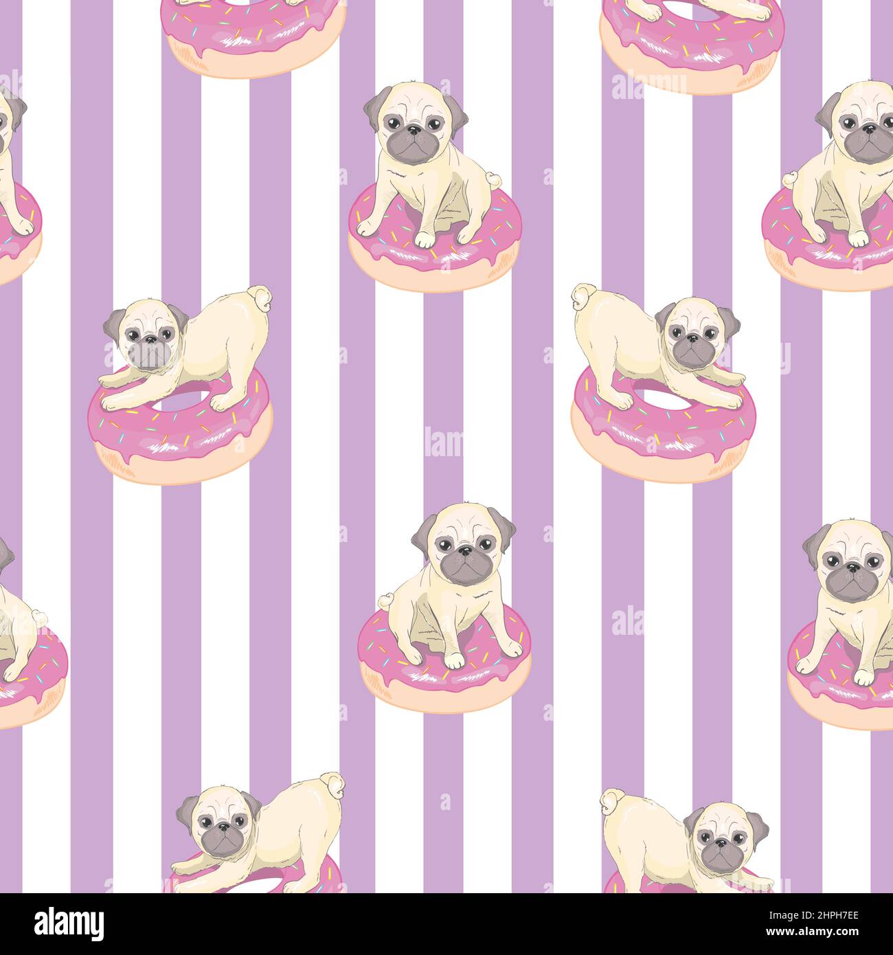 Donut Pug Furry Crew - Muted Pink main image 1