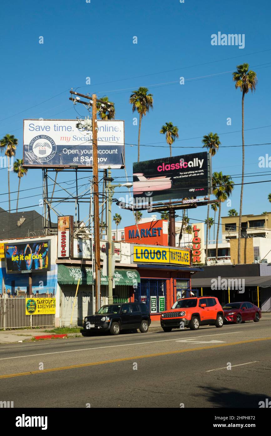 Billboards, signs in Koreatown, Los Angeles, California, United States