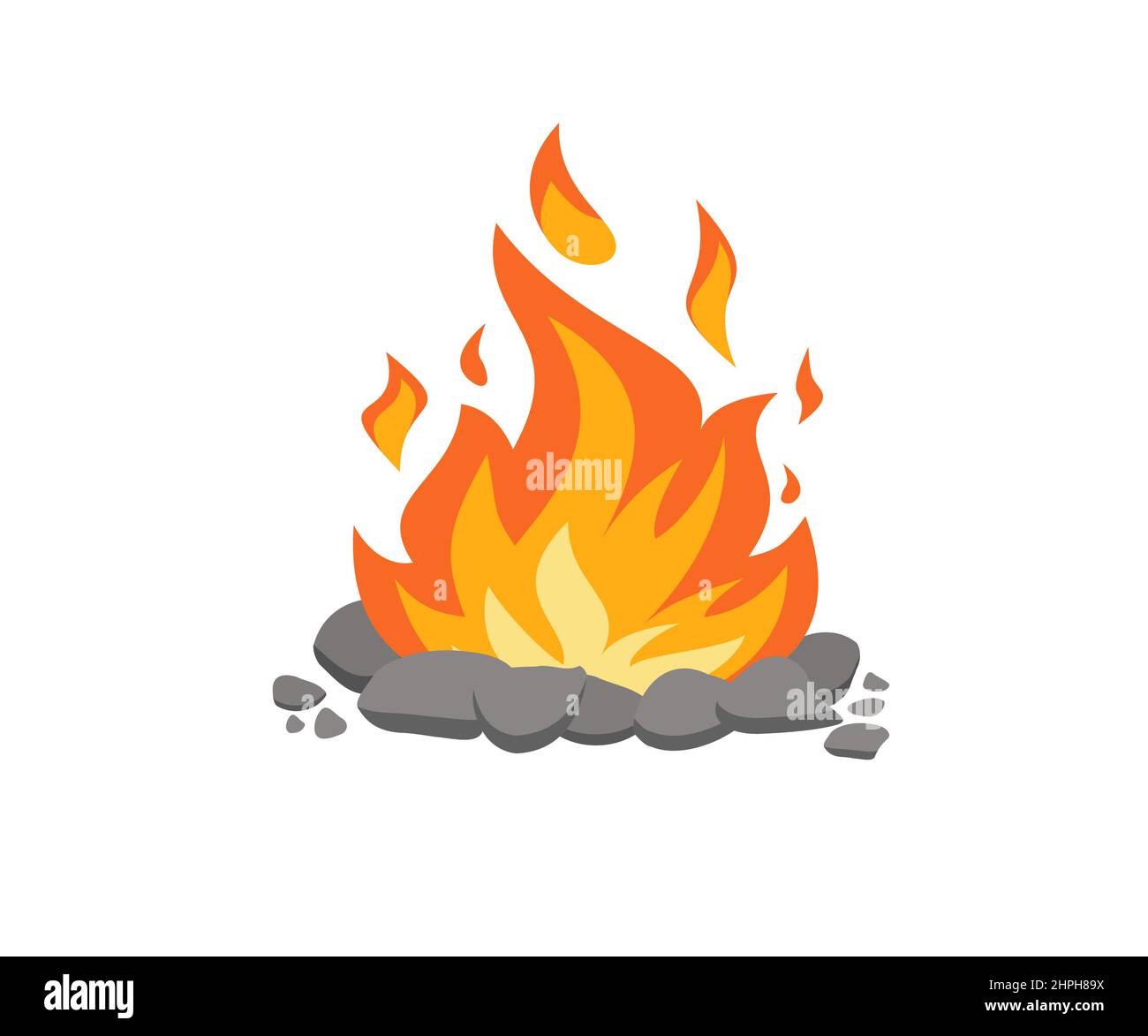 Bonfire isolated on white background. Vector illustration in a flat ...