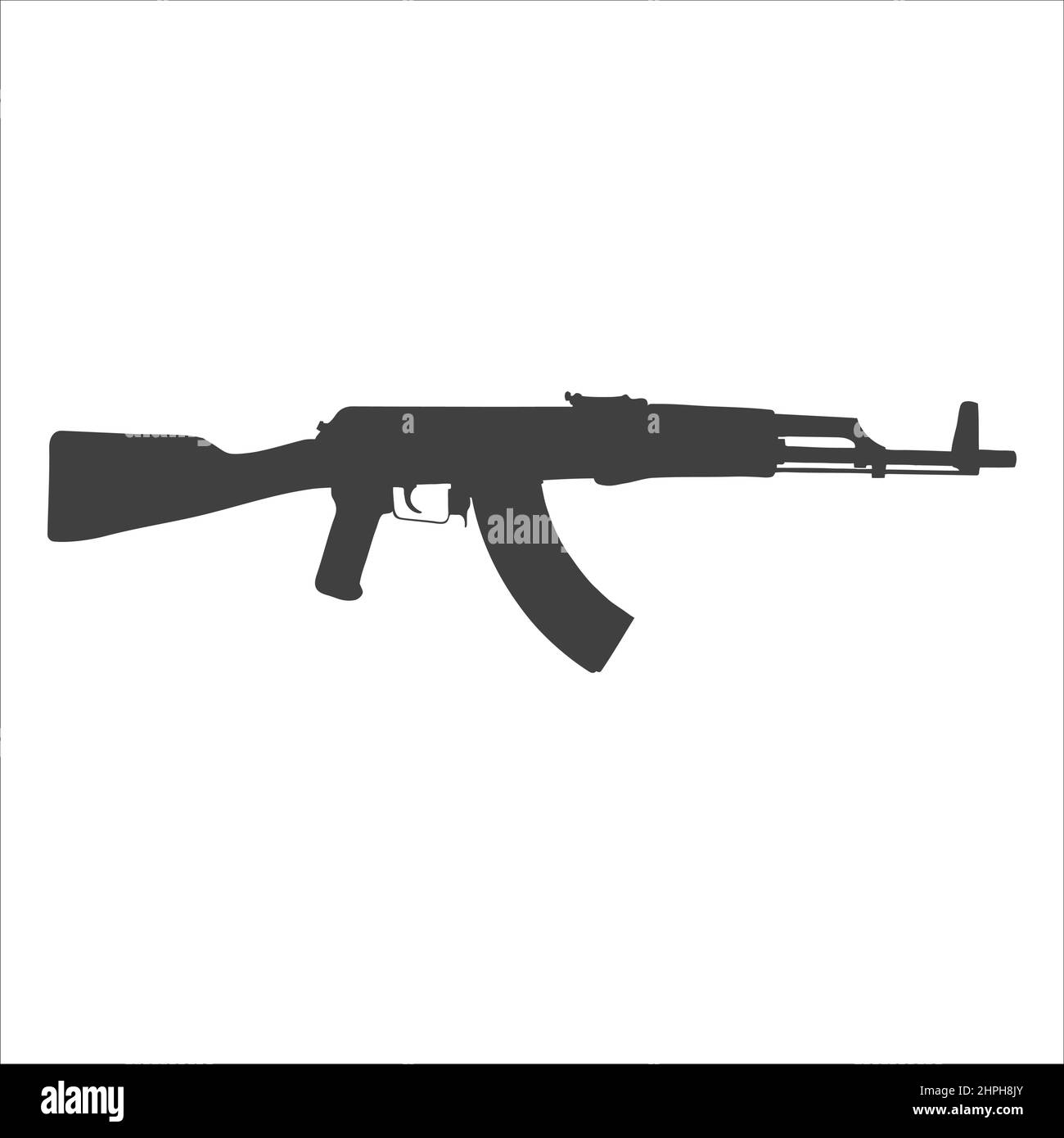 AK47 icon. Kalashnikov machine gun black silhouette. Vector illustration Stock Vector