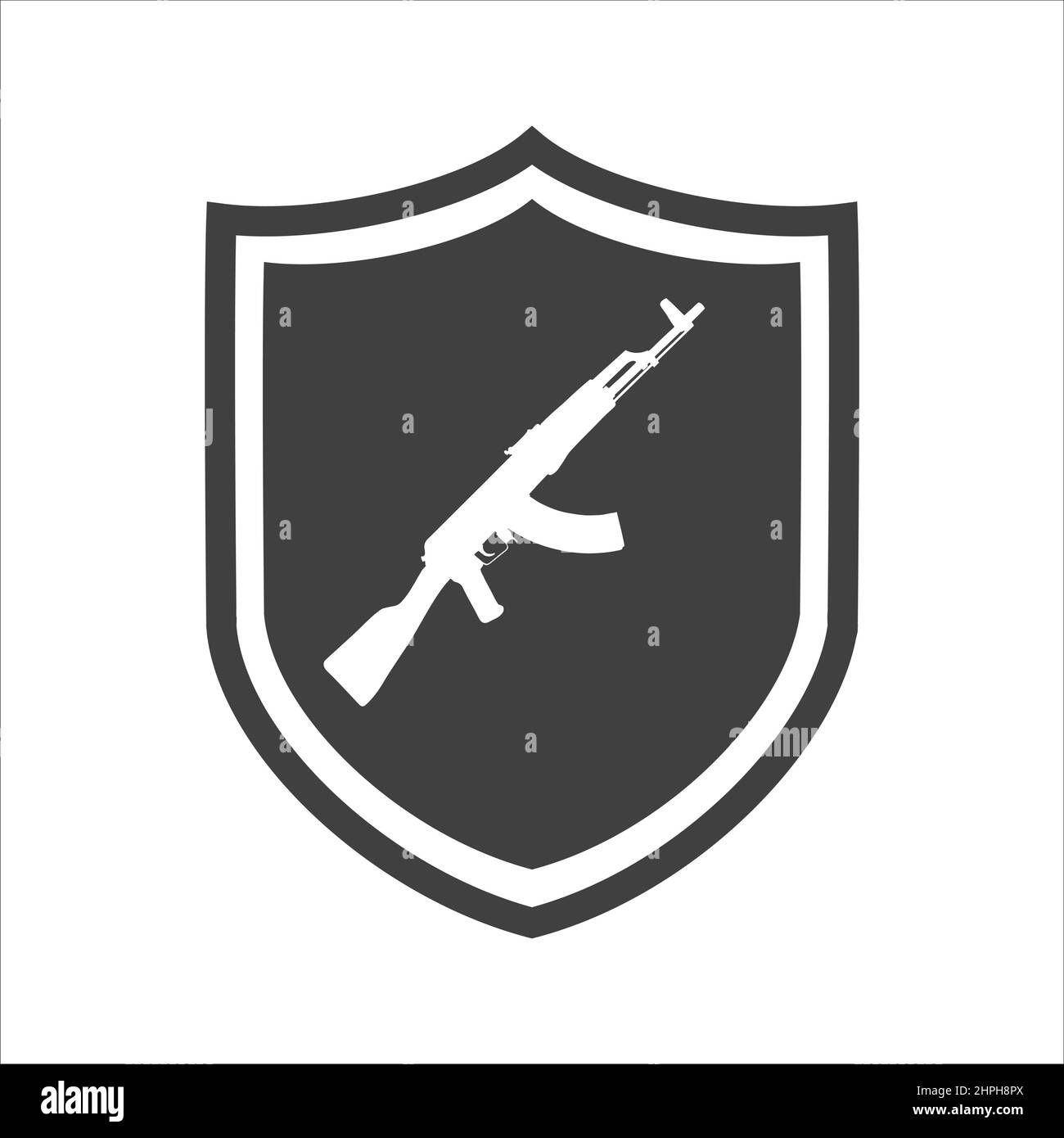 AK47 icon. Kalashnikov machine gun black silhouette. Vector illustration Stock Vector