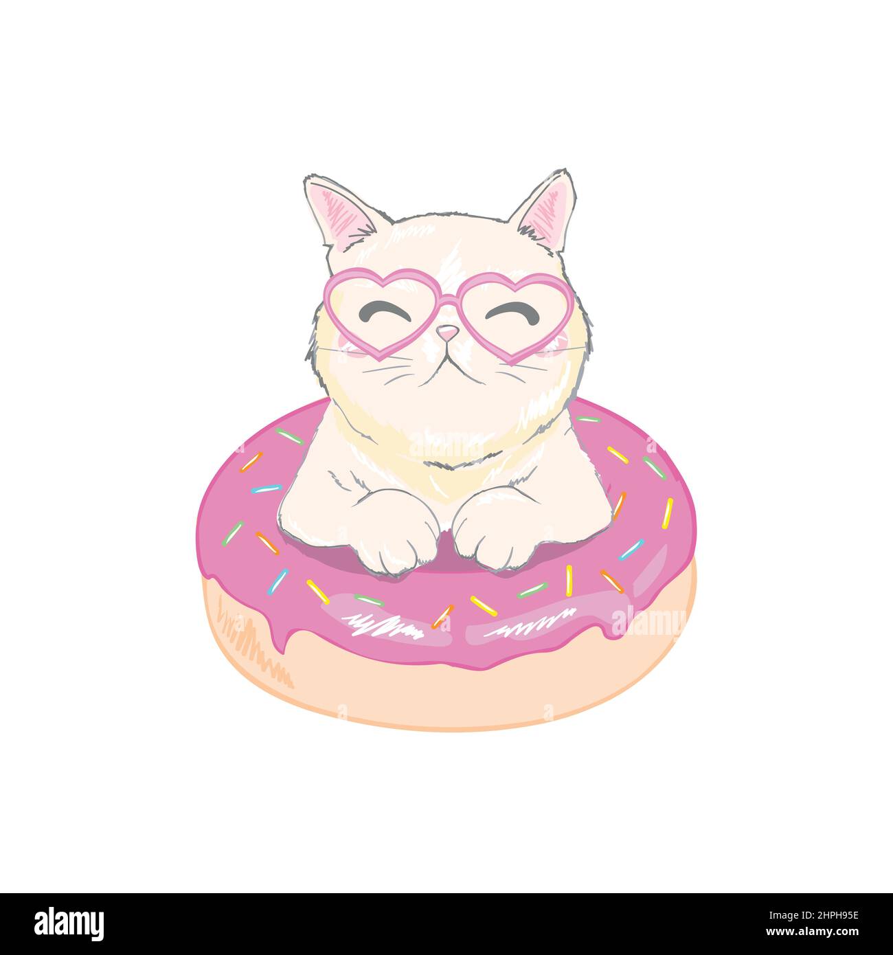 Vector hand drawn cute cat's. Isolated illustration on white background ...