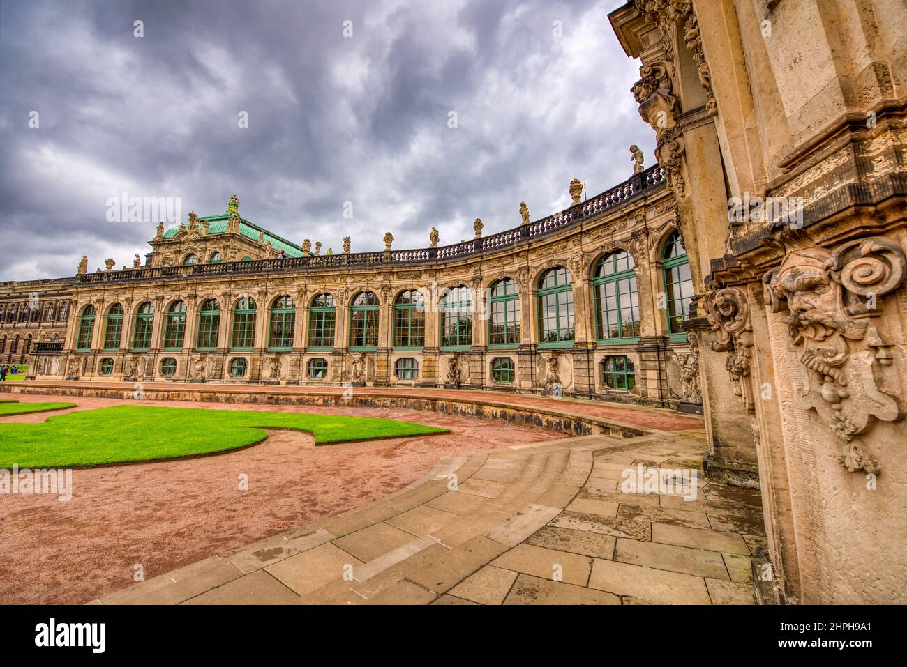 Zwinger Palace in Dresden against a cloudy sky in summer season Stock Photo