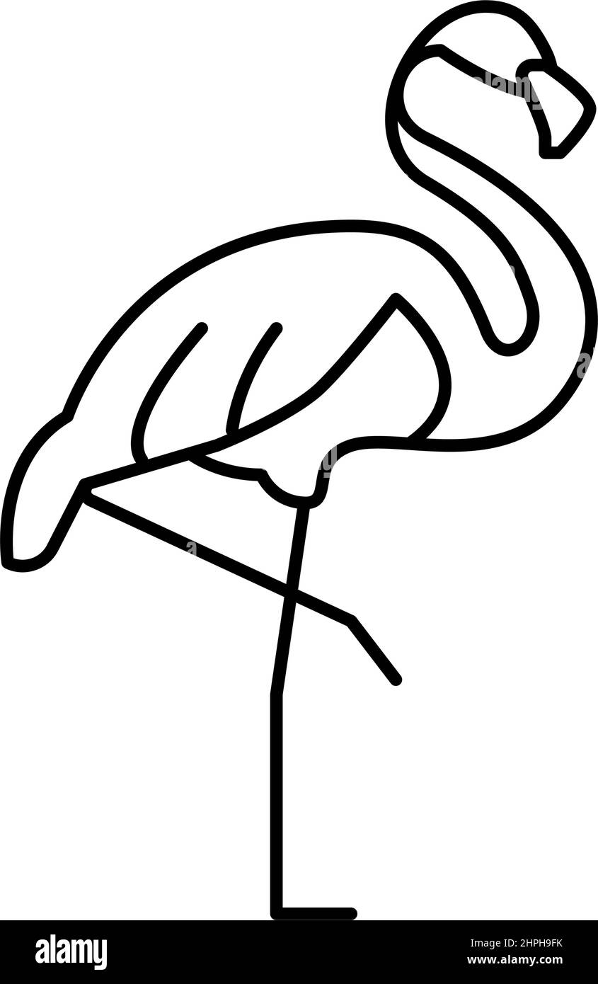 flamingo bird in zoo line icon vector illustration Stock Vector
