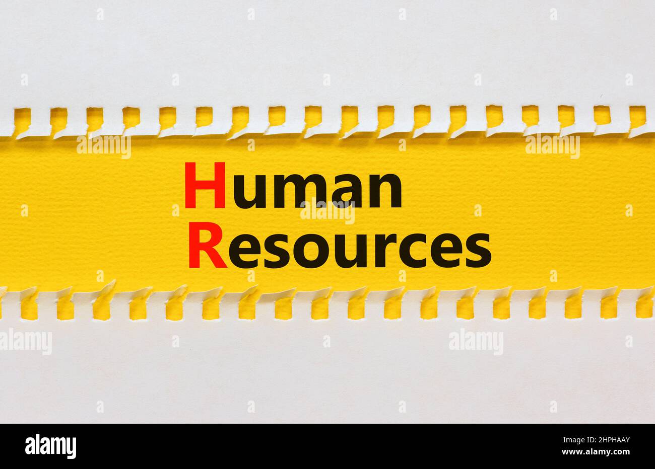 HR Human resources symbol. Concept words HR Human resources on yellow