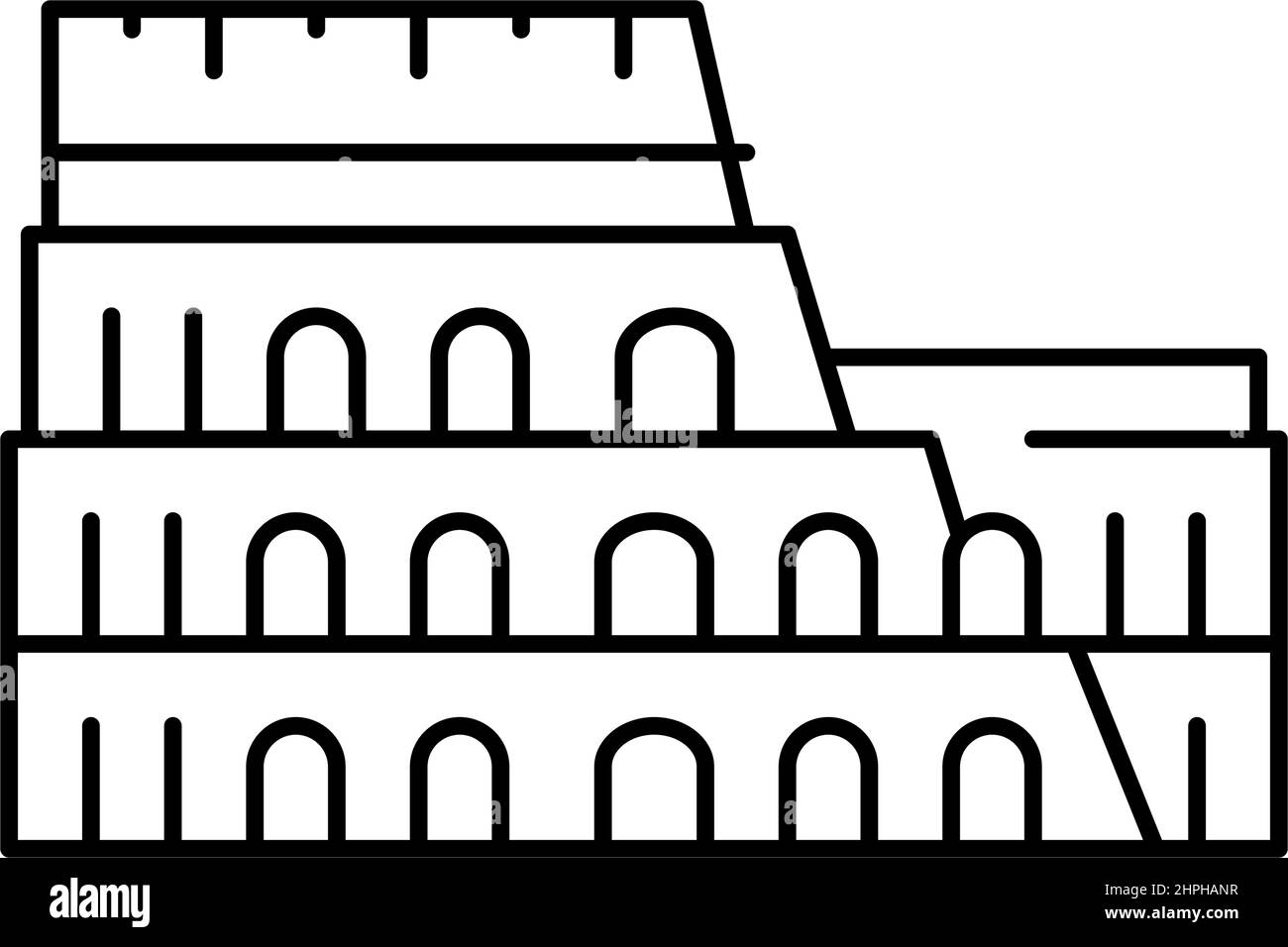 coliseum arena ancient rome building line icon vector illustration Stock Vector