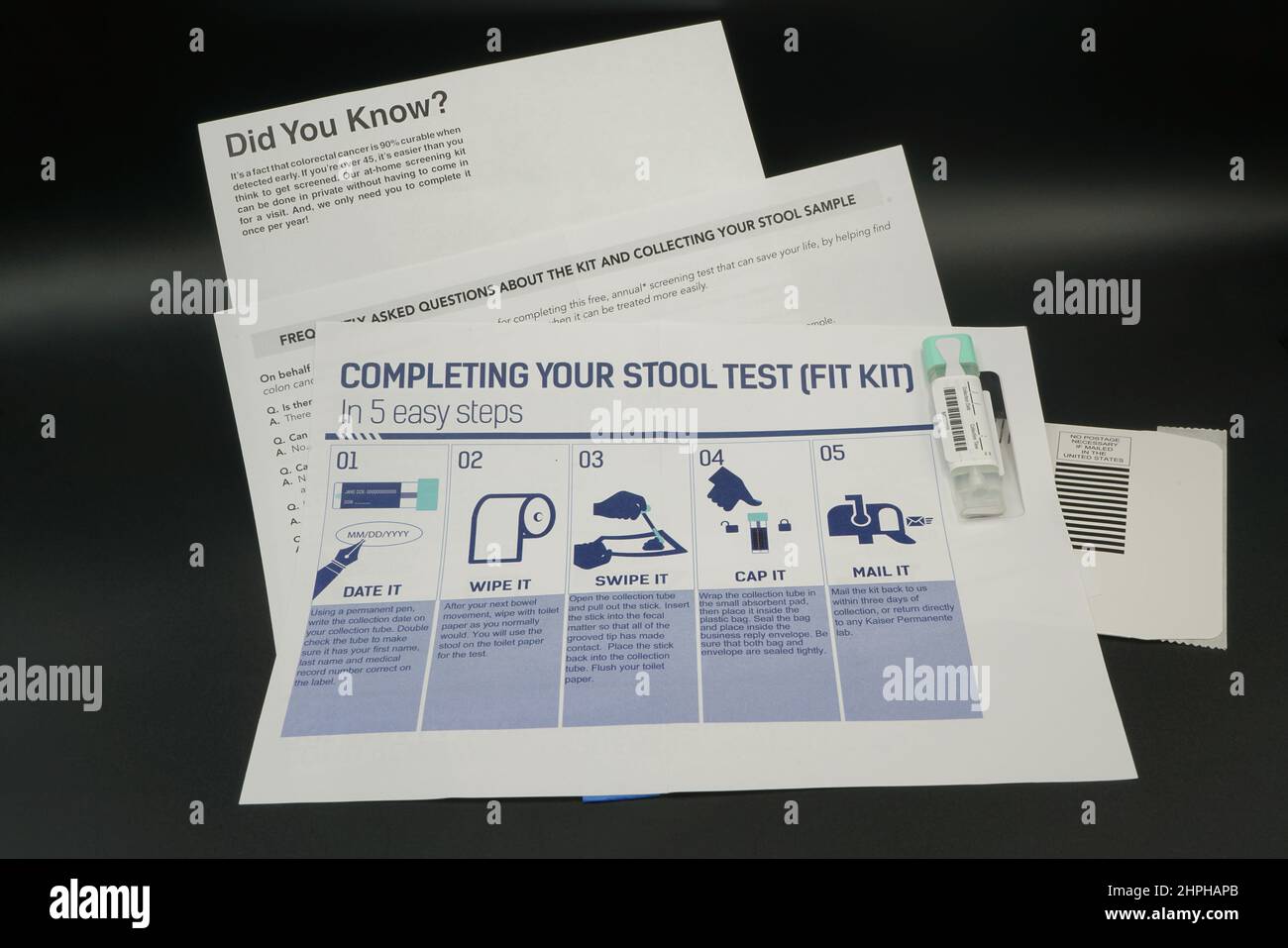 Colorectal cancer screening test kit hires stock photography and