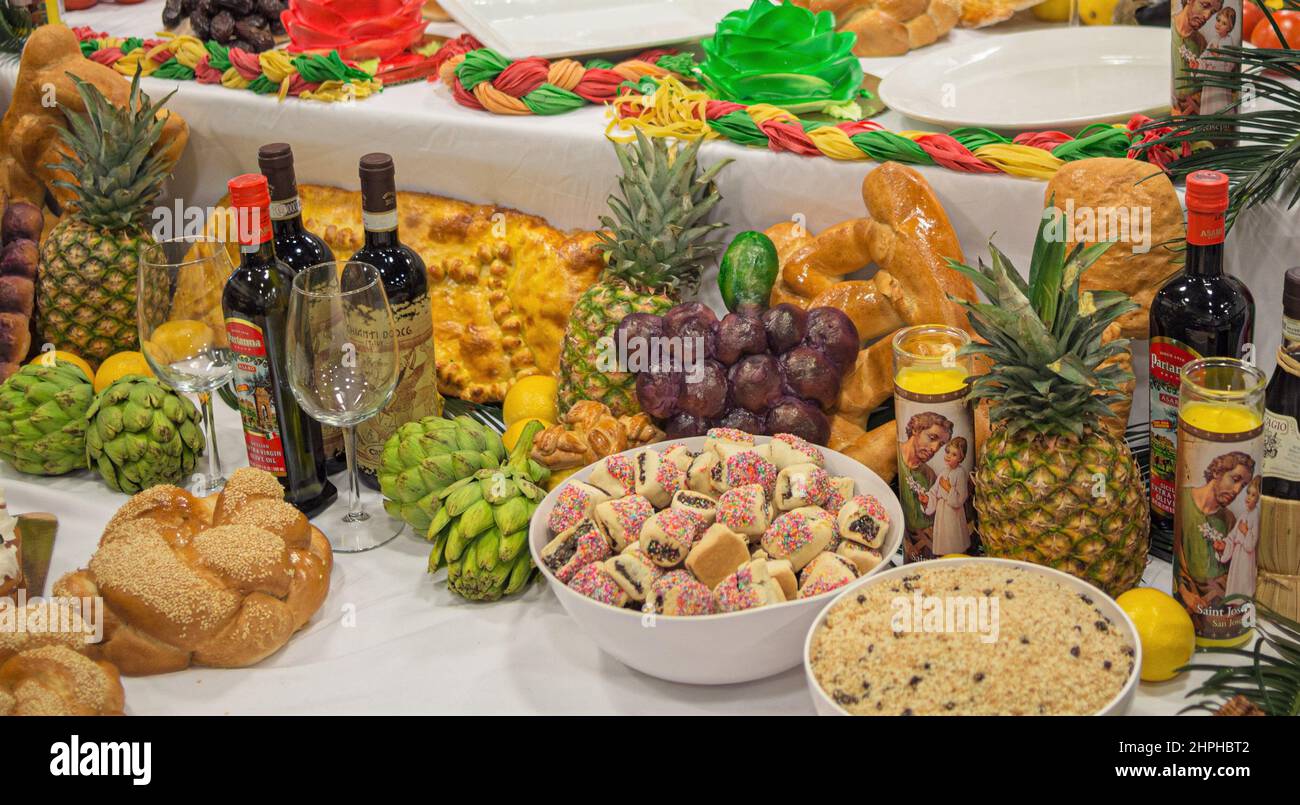 New Orleans Louisiana Usa March 16 2014 Food And Wine Displayed