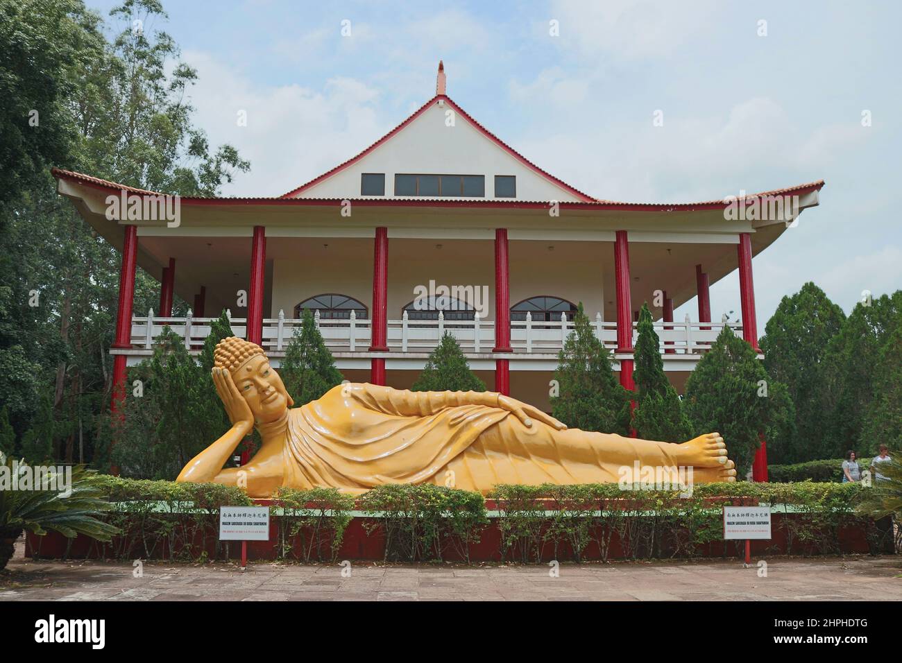 Several Buddha statues in a Buddhist temple complex in Foz do Iguazu