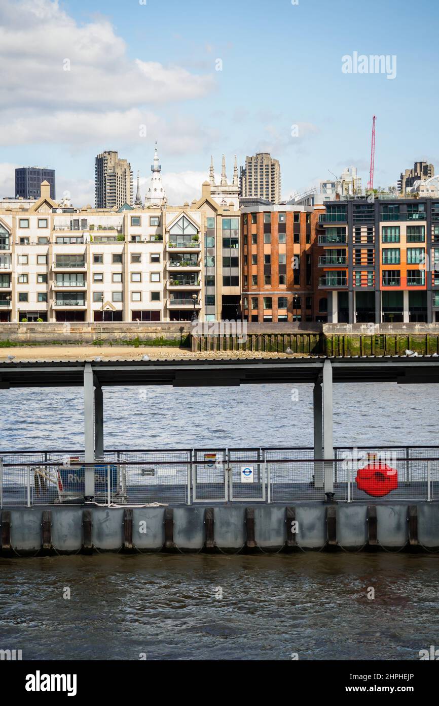 View on the Thames river from one side to the other in London, UK Stock Photo