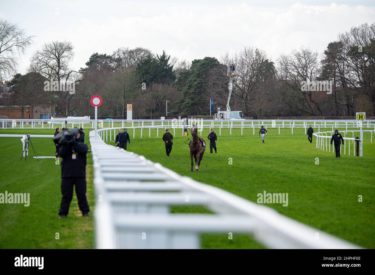 Ascot, Berkshire, UK. 19th February, 2022. A horse breaks free and ...