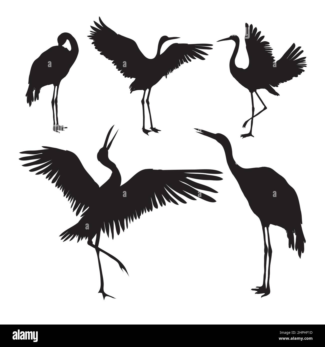 crane silhouette - vector illustration. Isolated objects on a white background. Stock Vector