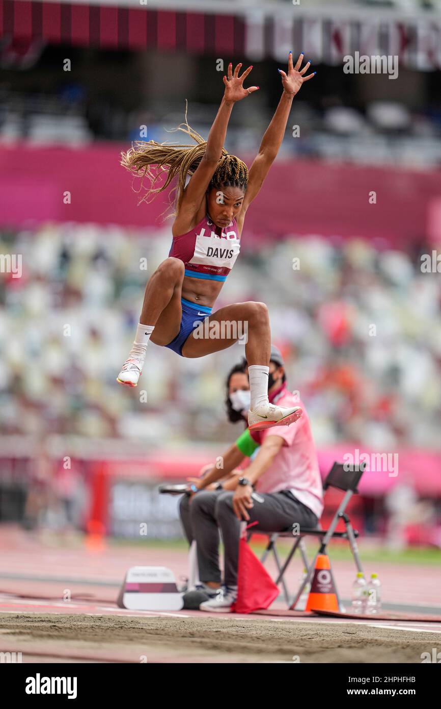 Tara Davis participating in the Tokyo 2020 Olympic Games in the long jump discipline Stock Photo