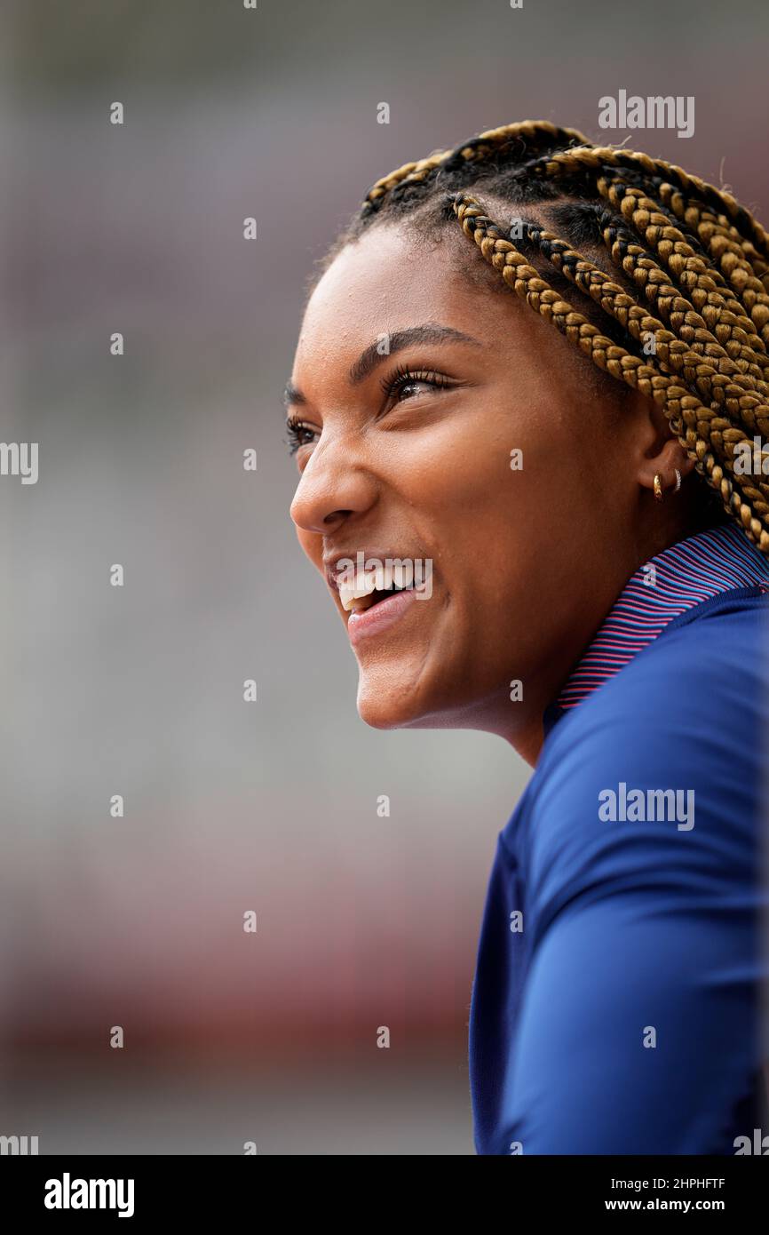 Tara Davis participating in the Tokyo 2020 Olympic Games in the long jump discipline Stock Photo