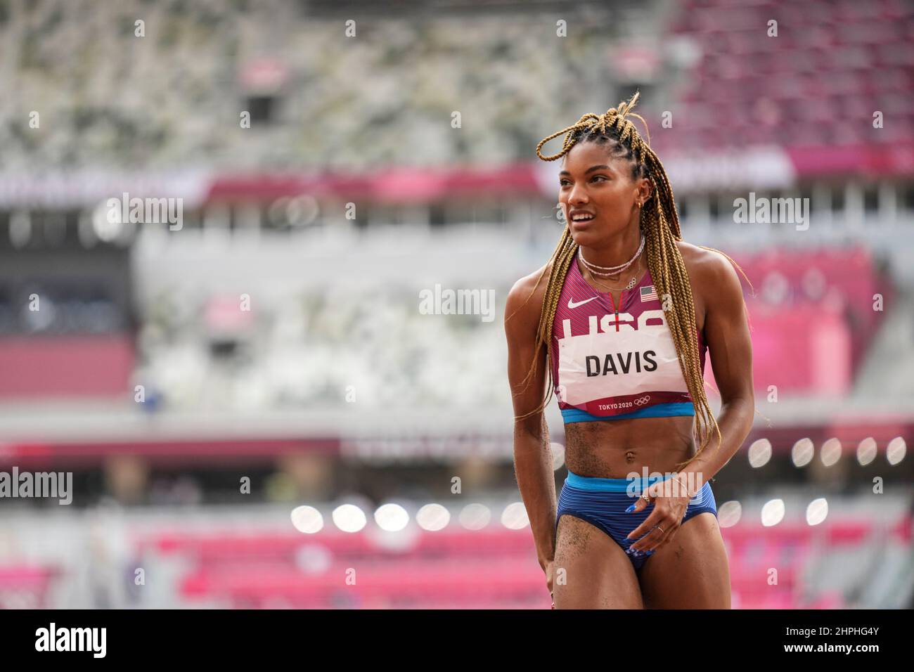 Tara Davis participating in the Tokyo 2020 Olympic Games in the long jump discipline Stock Photo