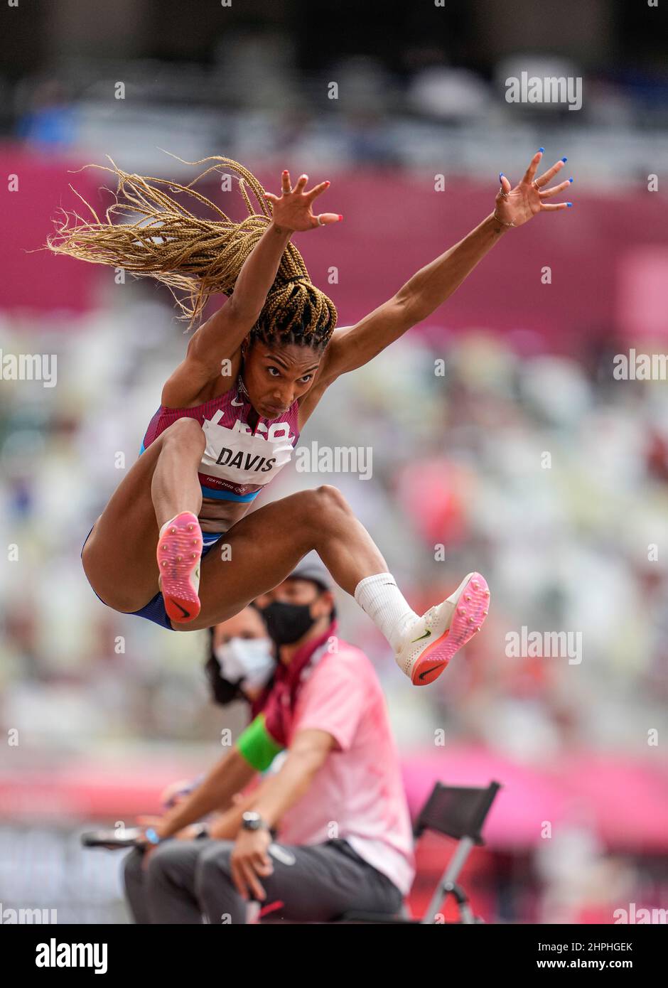 Tara Davis participating in the Tokyo 2020 Olympic Games in the long