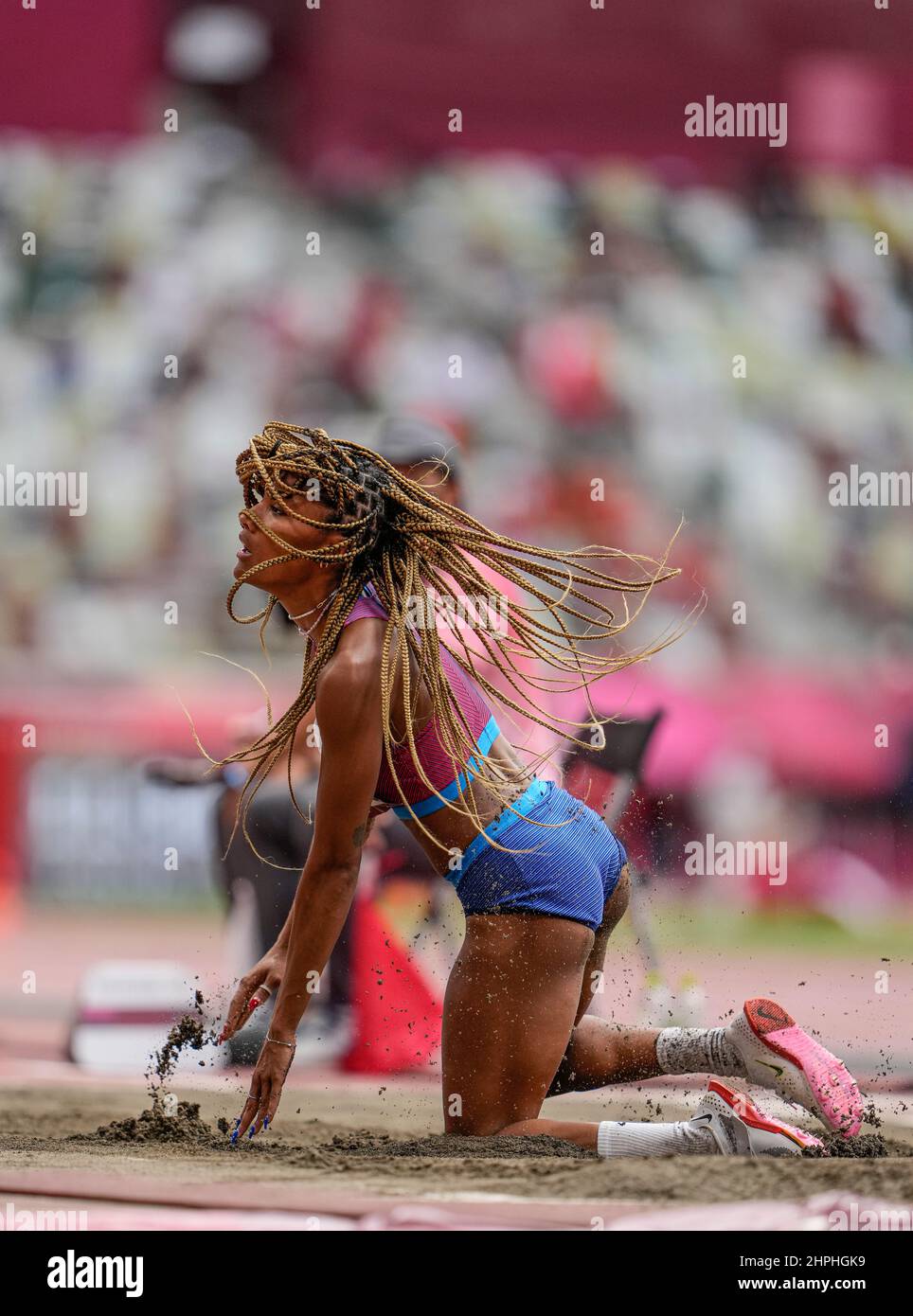 Tara Davis participating in the Tokyo 2020 Olympic Games in the long