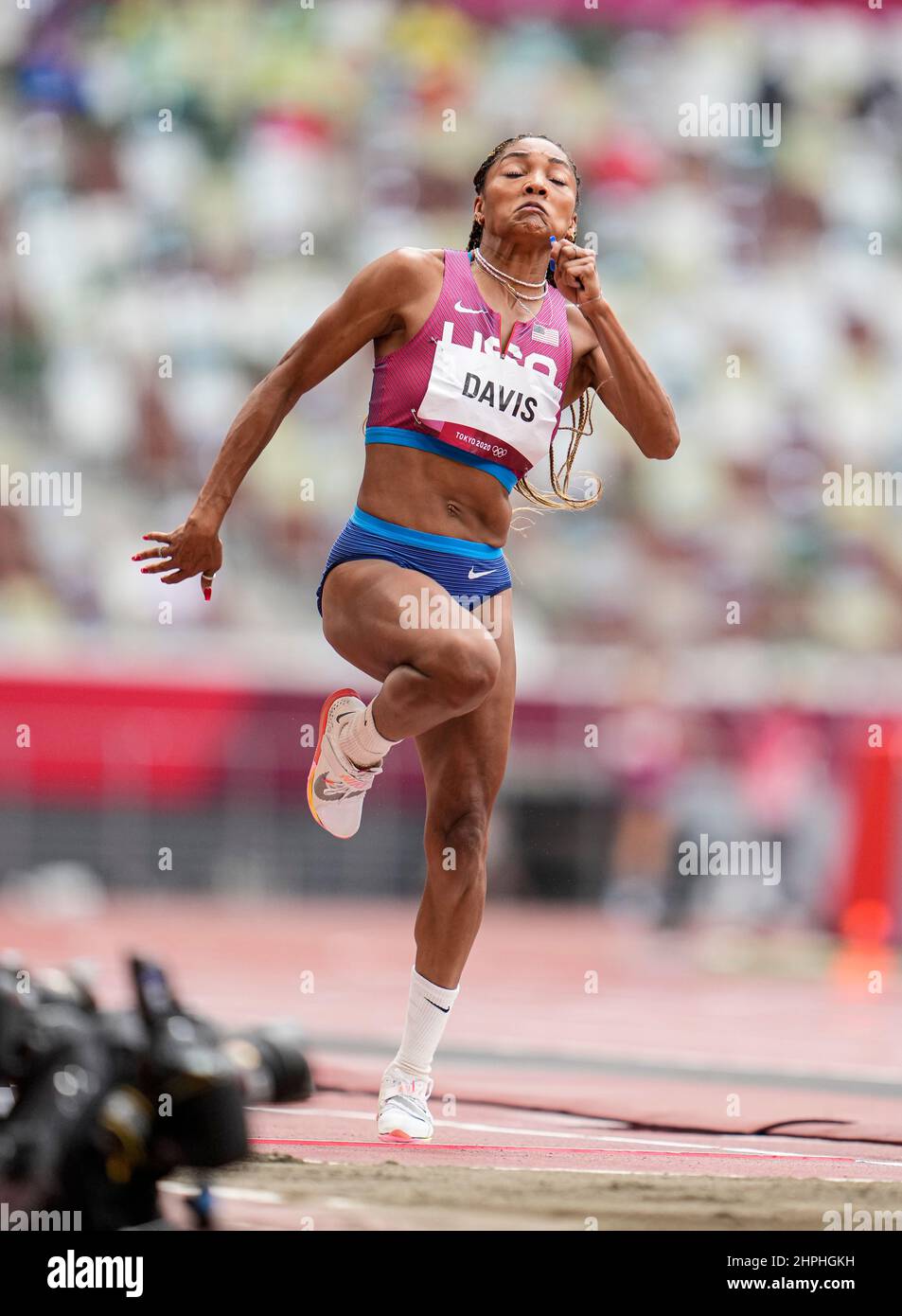 Tara Davis participating in the Tokyo 2020 Olympic Games in the long jump discipline Stock Photo