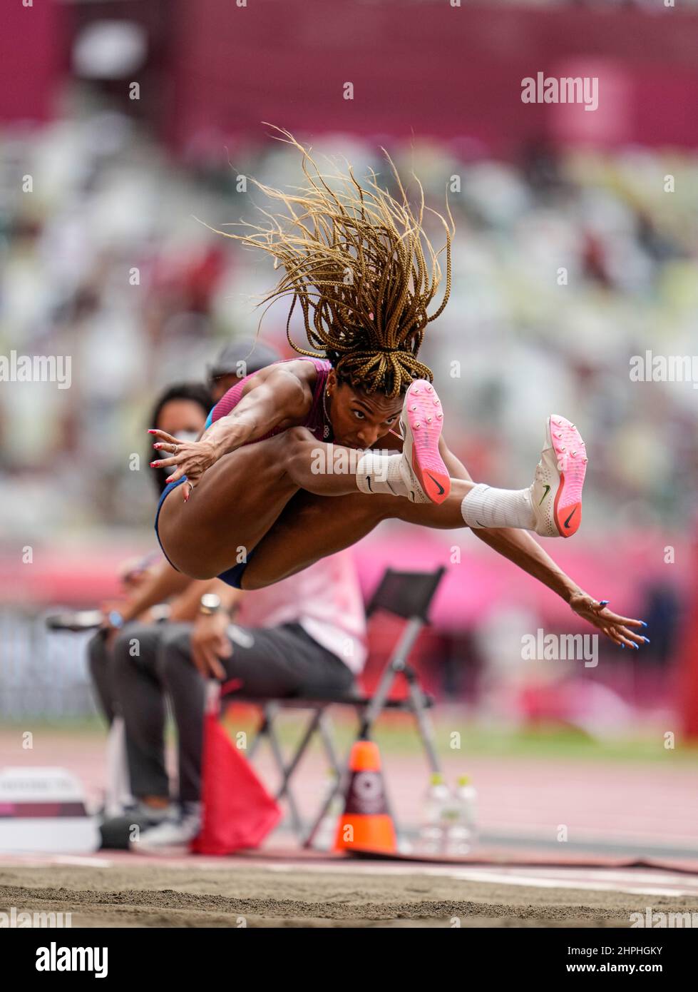 Tara Davis participating in the Tokyo 2020 Olympic Games in the long jump discipline Stock Photo