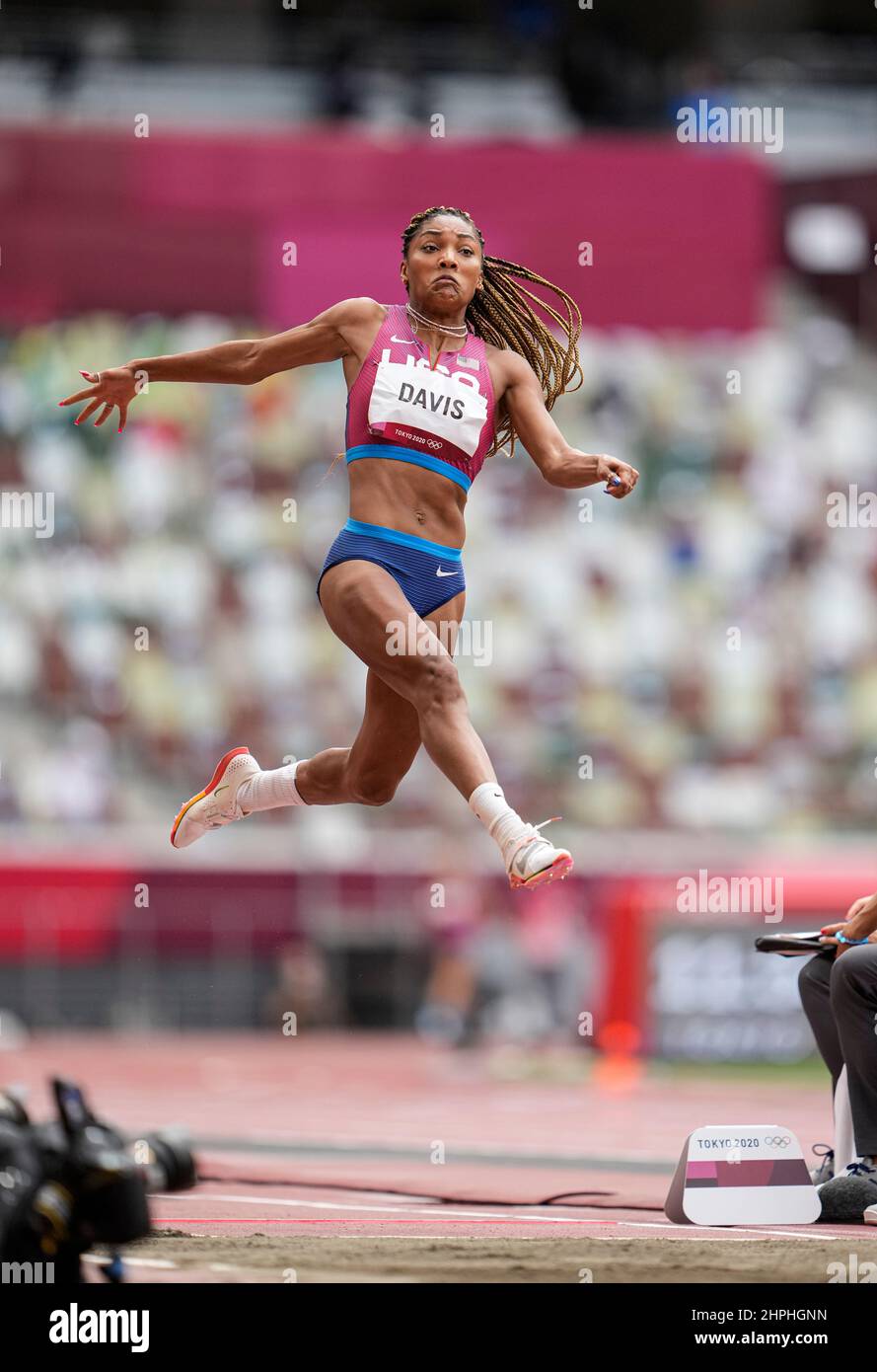 Tara Davis participating in the Tokyo 2020 Olympic Games in the long