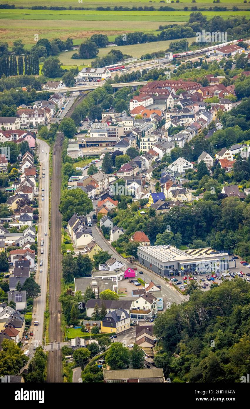 Aerial view, city view Fröndenberg, Fröndenberg/Ruhr, Ruhr area, North Rhine-Westphalia, Germany, City, DE, Europe, downtown, aerial photography, aeri Stock Photo