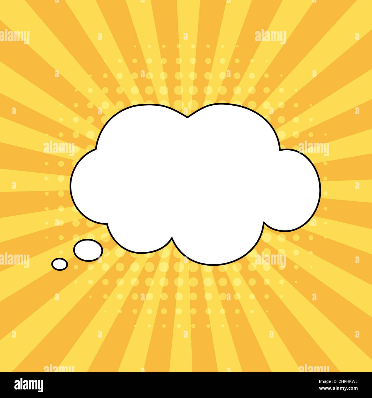 Speech bubble in pop art style on yellow background. Cartoon style vector collection of frames. Vector Stock Vector
