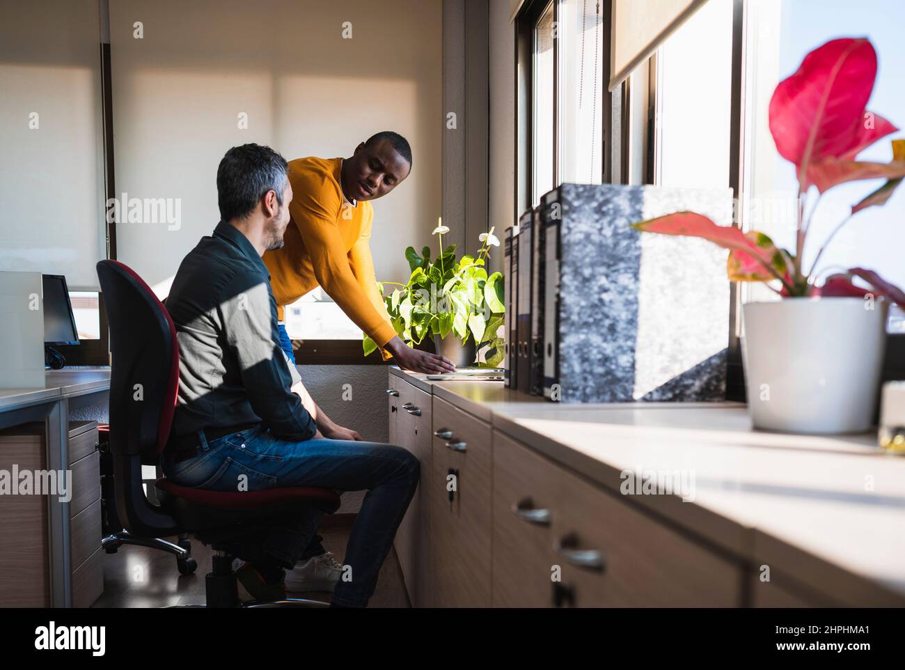 Black and white colleagues working in office Stock Photo - Alamy