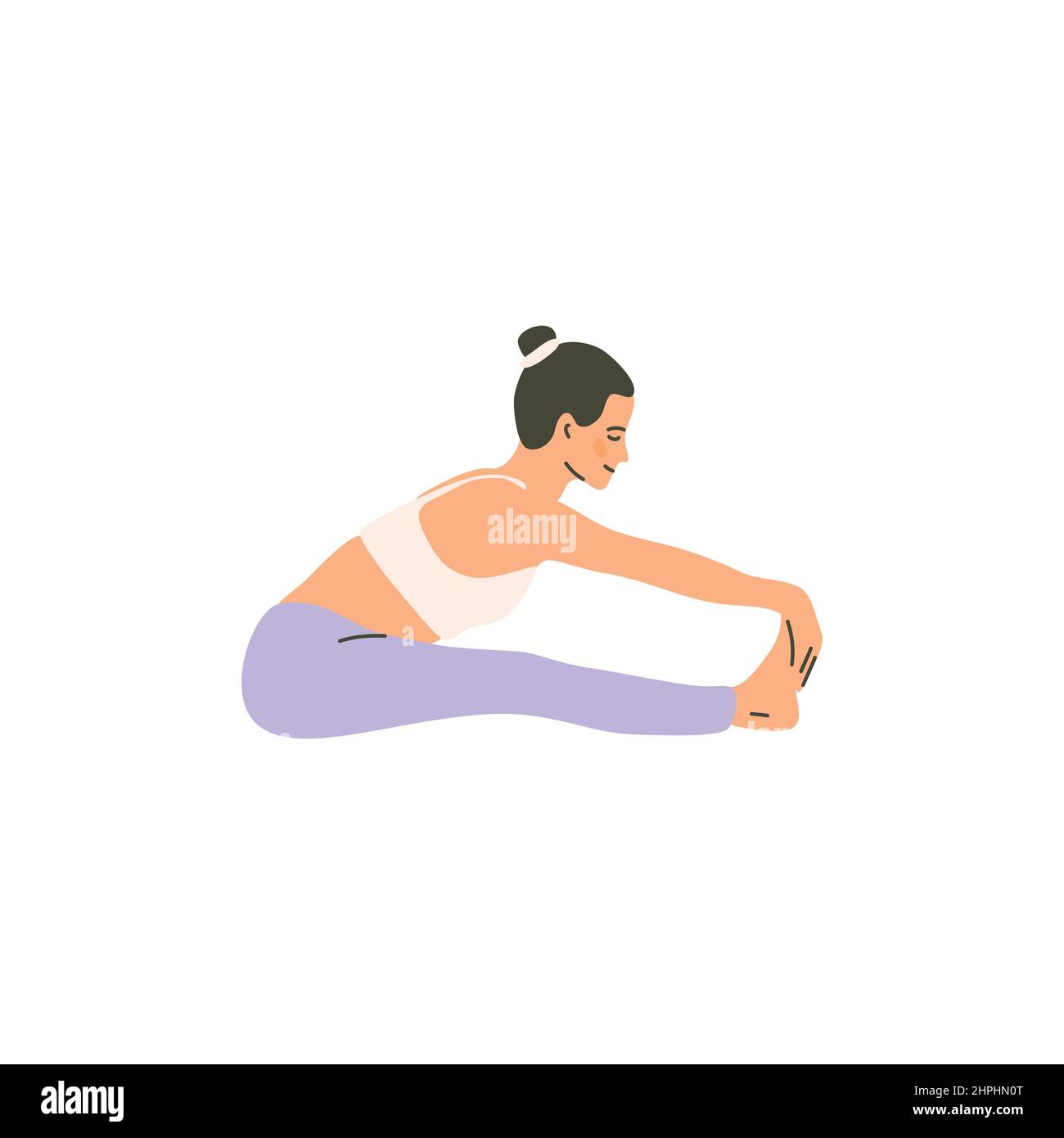 Yoga seated forward bend pose hand drawn illustration Stock Vector
