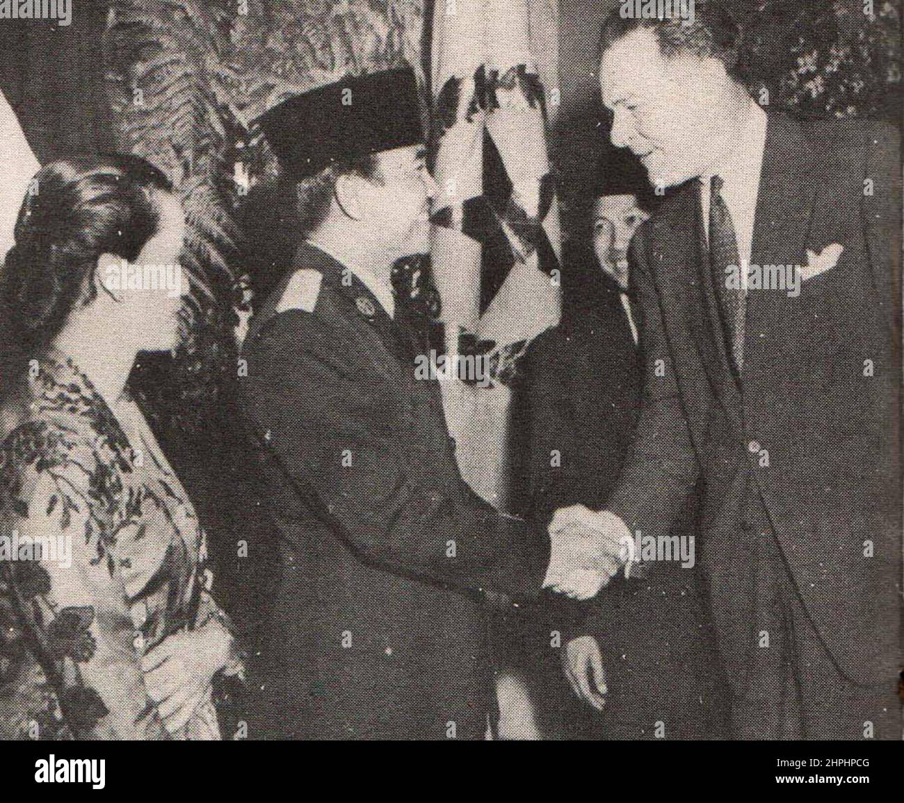 Indonesia President Sukarno with Henry Cabot Lodge ca.  1956 Stock Photo