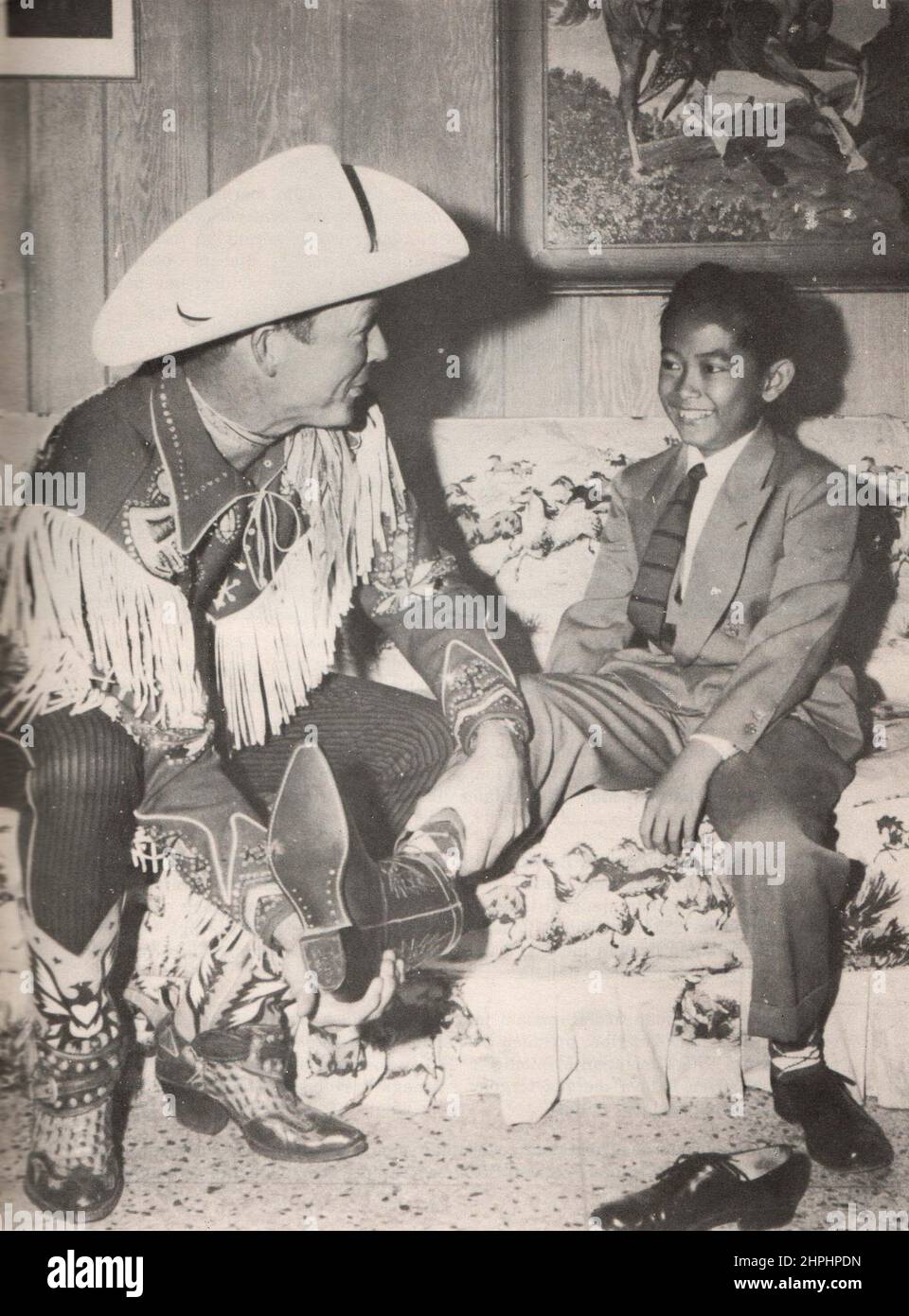Roy Rogers with Guntur Sukarno ca.  1956 Stock Photo