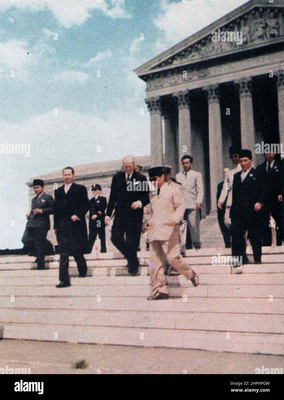 Sukarno leaving Supreme Court of the United States ca.  1956 Stock Photo