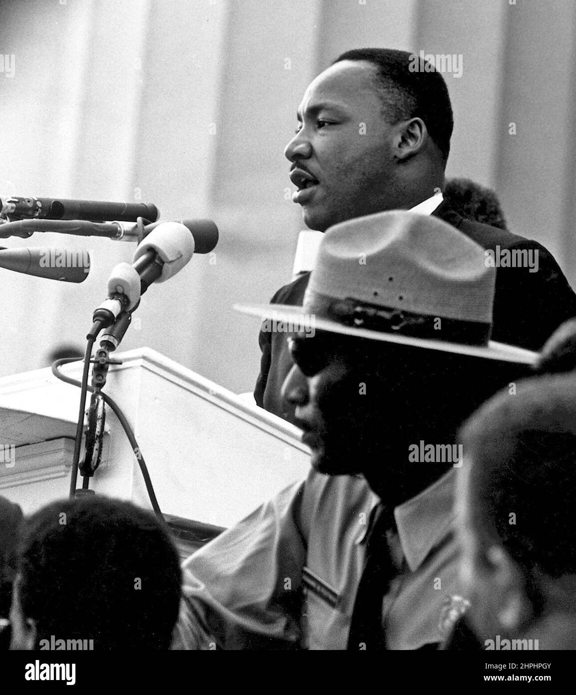 Dr. Martin Luther King giving his 'I Have a Dream' speech during the March on Washington in Washington, DC, on 28 August 1963 Stock Photo
