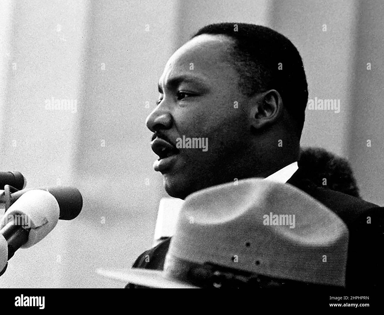 Dr. Martin Luther King, Jr. giving his 'I Have a Dream speech' during the March on Washington ca.  28 August 1963 Stock Photo