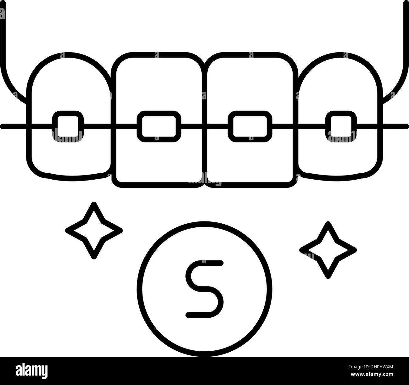 sapphire material tooth braces line icon vector illustration Stock ...