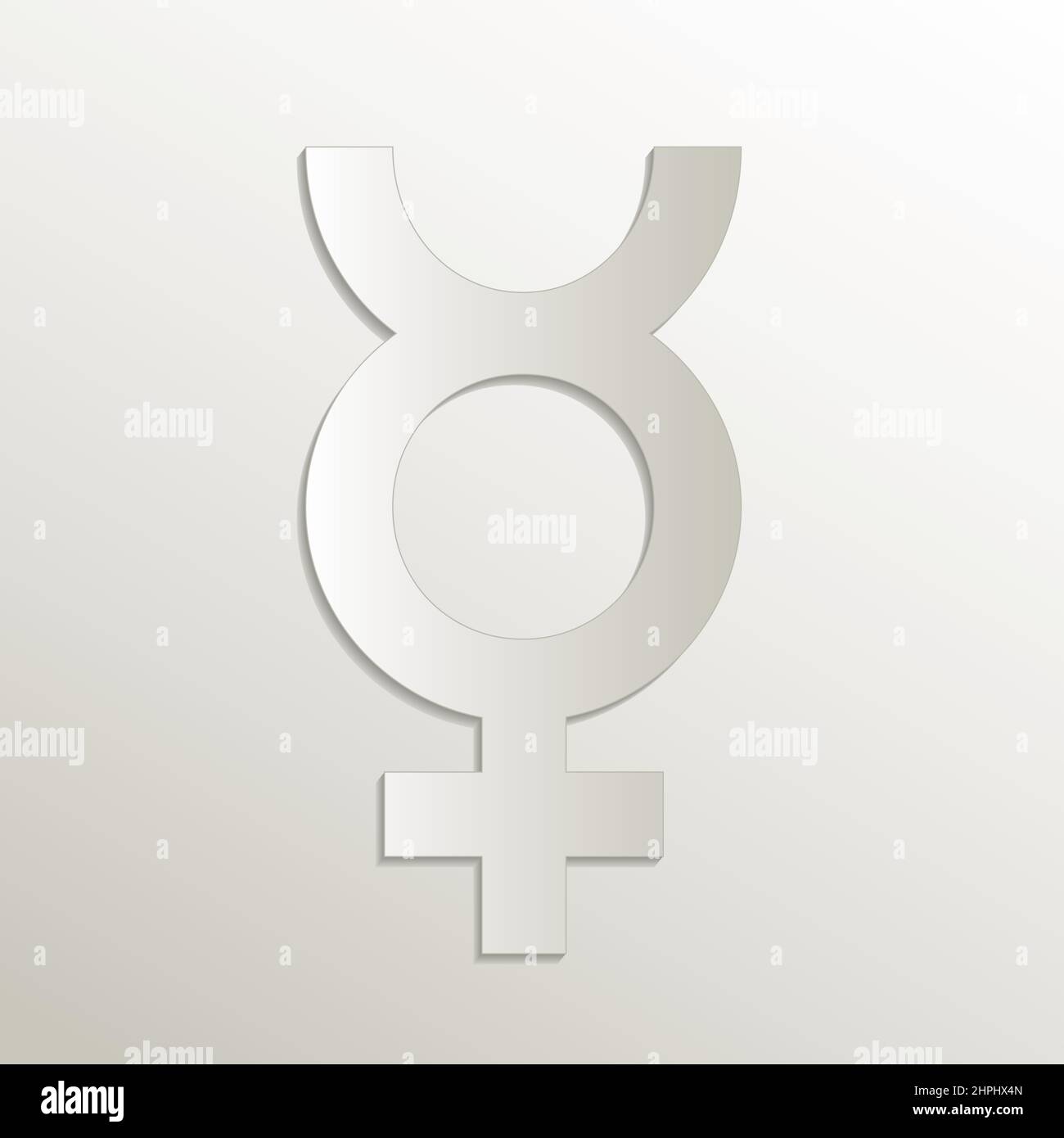 Mercury symbol, symbols icon, card paper 3D natural vector
