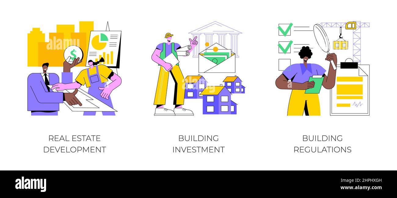 Construction project abstract concept vector illustration set. Real ...